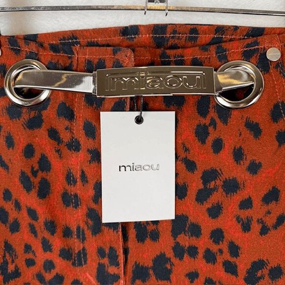 NEW! MAIOU The Tommy Pant in Red Leopard Print with Silver Belt Size 27 - Picture 5 of 15